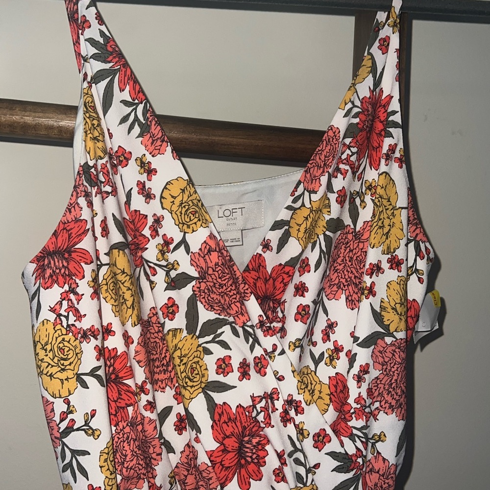 LOFT Red and Yellow Floral Maxi Dress